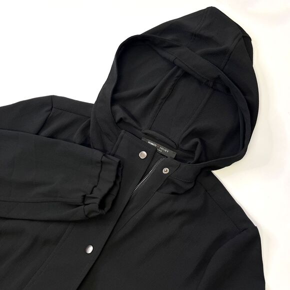 Romeo + Juliet Womens Black‎ Lightweight Hooded Utility Drawstring Jacket 508 - Picture 1 of 10